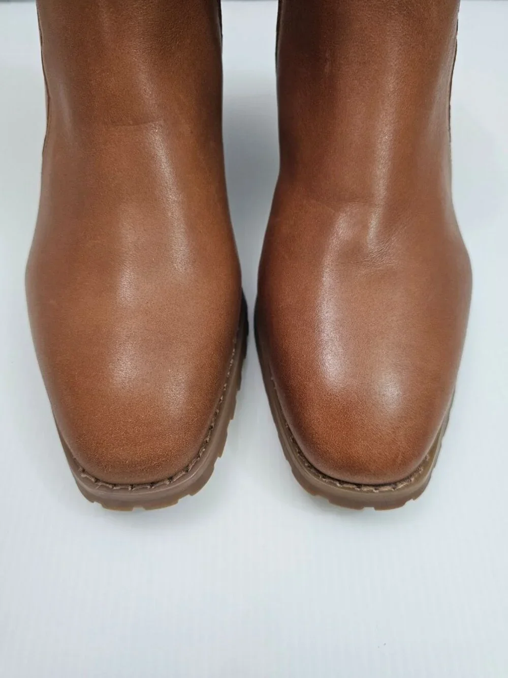 Blondo Sullivan Waterproof Ankle Boot Tan Leather Buckle Block Heel Womens 8
